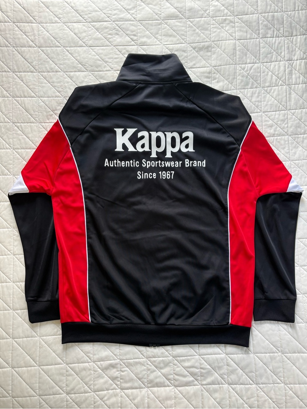 Kappa Authentic Track Jacket Black Red White Logo - Men’s Size (Large / XL) NWT